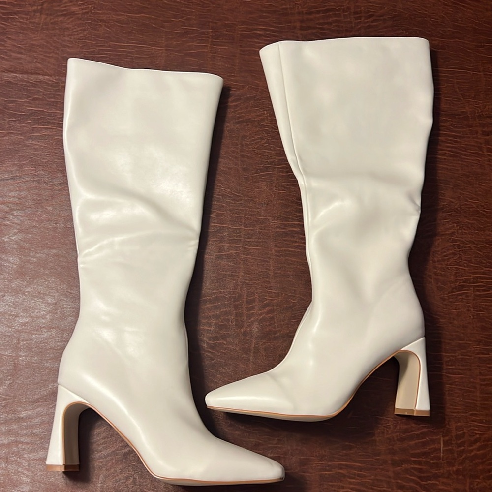 Faux Leather Knee High Boots